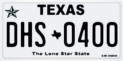 TX license plate DHS0400