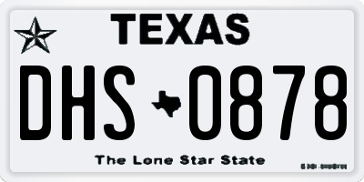 TX license plate DHS0878