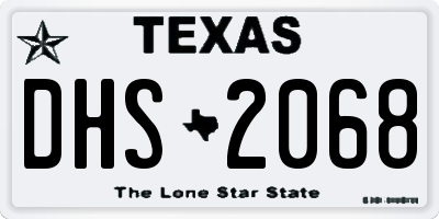 TX license plate DHS2068