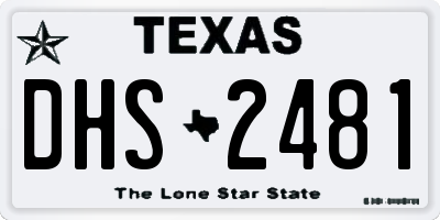 TX license plate DHS2481