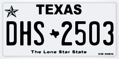 TX license plate DHS2503