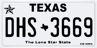 TX license plate DHS3669