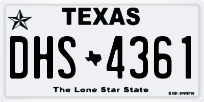 TX license plate DHS4361