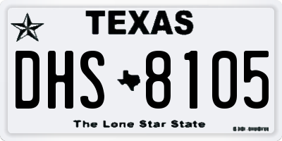 TX license plate DHS8105