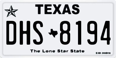 TX license plate DHS8194