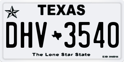TX license plate DHV3540