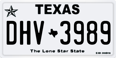 TX license plate DHV3989