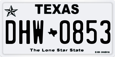 TX license plate DHW0853