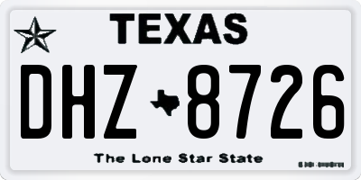 TX license plate DHZ8726