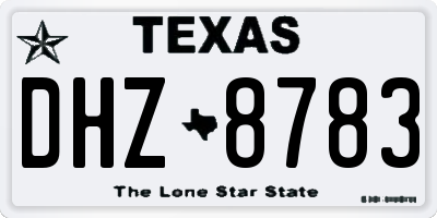 TX license plate DHZ8783