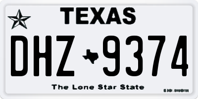 TX license plate DHZ9374