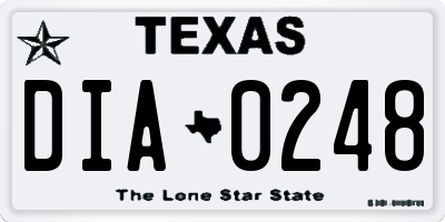TX license plate DIA0248