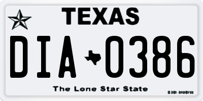 TX license plate DIA0386