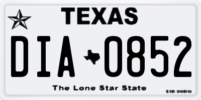 TX license plate DIA0852