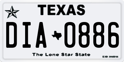 TX license plate DIA0886