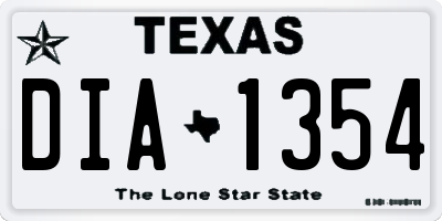 TX license plate DIA1354