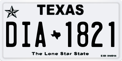 TX license plate DIA1821