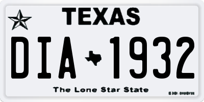 TX license plate DIA1932