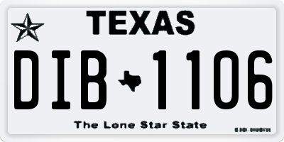 TX license plate DIB1106