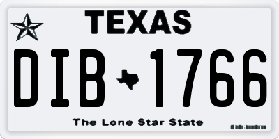 TX license plate DIB1766