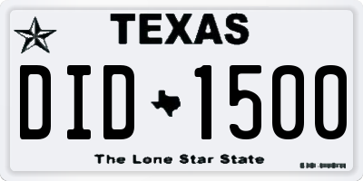 TX license plate DID1500