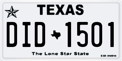TX license plate DID1501