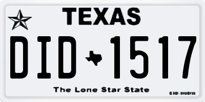 TX license plate DID1517