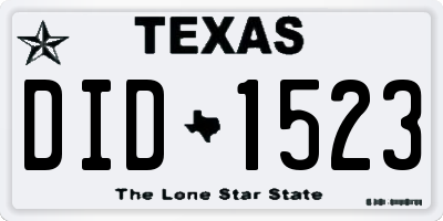 TX license plate DID1523
