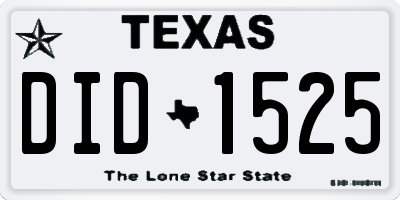 TX license plate DID1525
