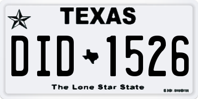 TX license plate DID1526