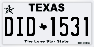 TX license plate DID1531