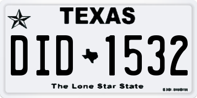 TX license plate DID1532