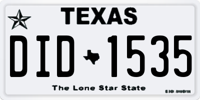 TX license plate DID1535