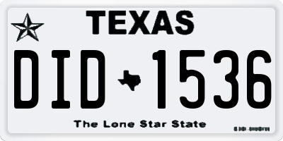 TX license plate DID1536