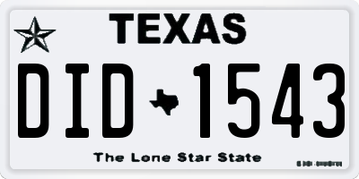 TX license plate DID1543