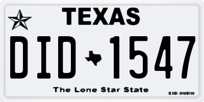 TX license plate DID1547