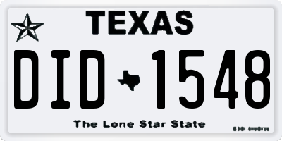 TX license plate DID1548