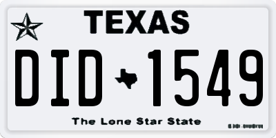 TX license plate DID1549