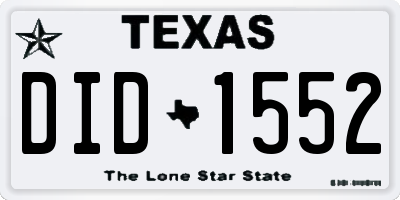 TX license plate DID1552