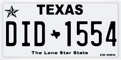 TX license plate DID1554