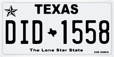 TX license plate DID1558
