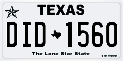 TX license plate DID1560