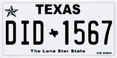 TX license plate DID1567
