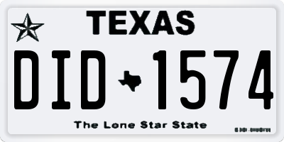 TX license plate DID1574