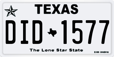 TX license plate DID1577