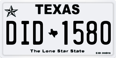 TX license plate DID1580