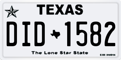 TX license plate DID1582