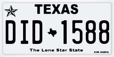 TX license plate DID1588