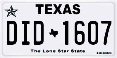 TX license plate DID1607