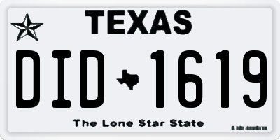 TX license plate DID1619